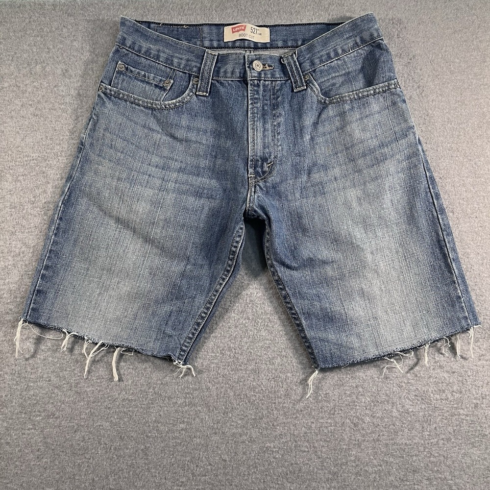 Levis Shorts Mens 30 (32 Tag) Blue Cutoffs‎ Dad Jorts 9.5" Medium Grunge Denim